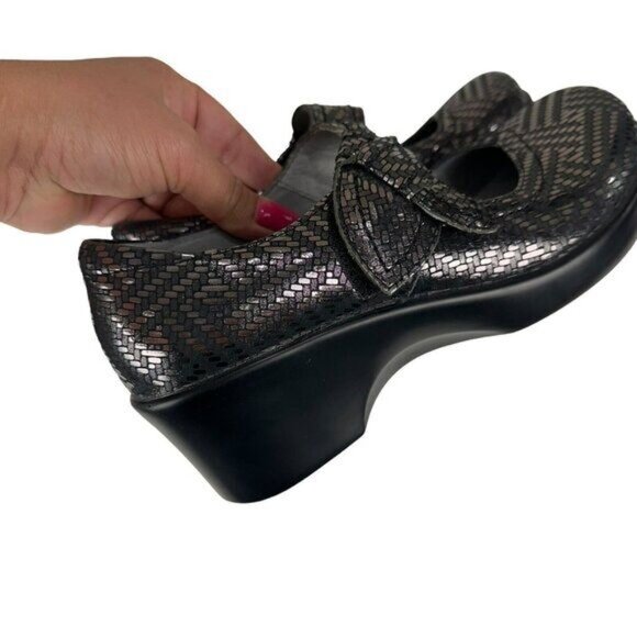 Alegria Ella Women SZ 36 Pewter Dazzle Mary Jane Pump Shoes Gray Metallic Comfy - Picture 9 of 12